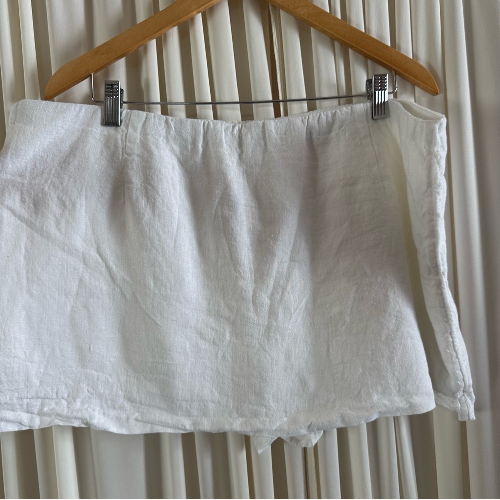 Abercrombie & Fitch White Scarlett Mid Rise Linen-Blend Mini Skort‎ Size XL - Picture 3 of 6
